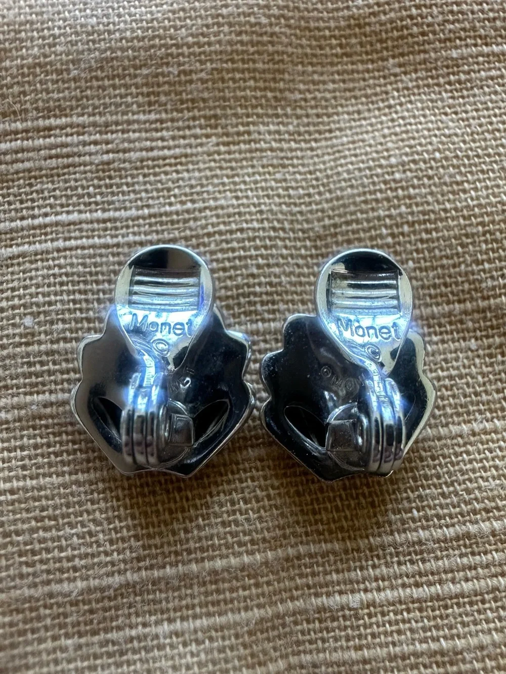 Vintage Monet Silver Shell Motif Clip-On Earrings
